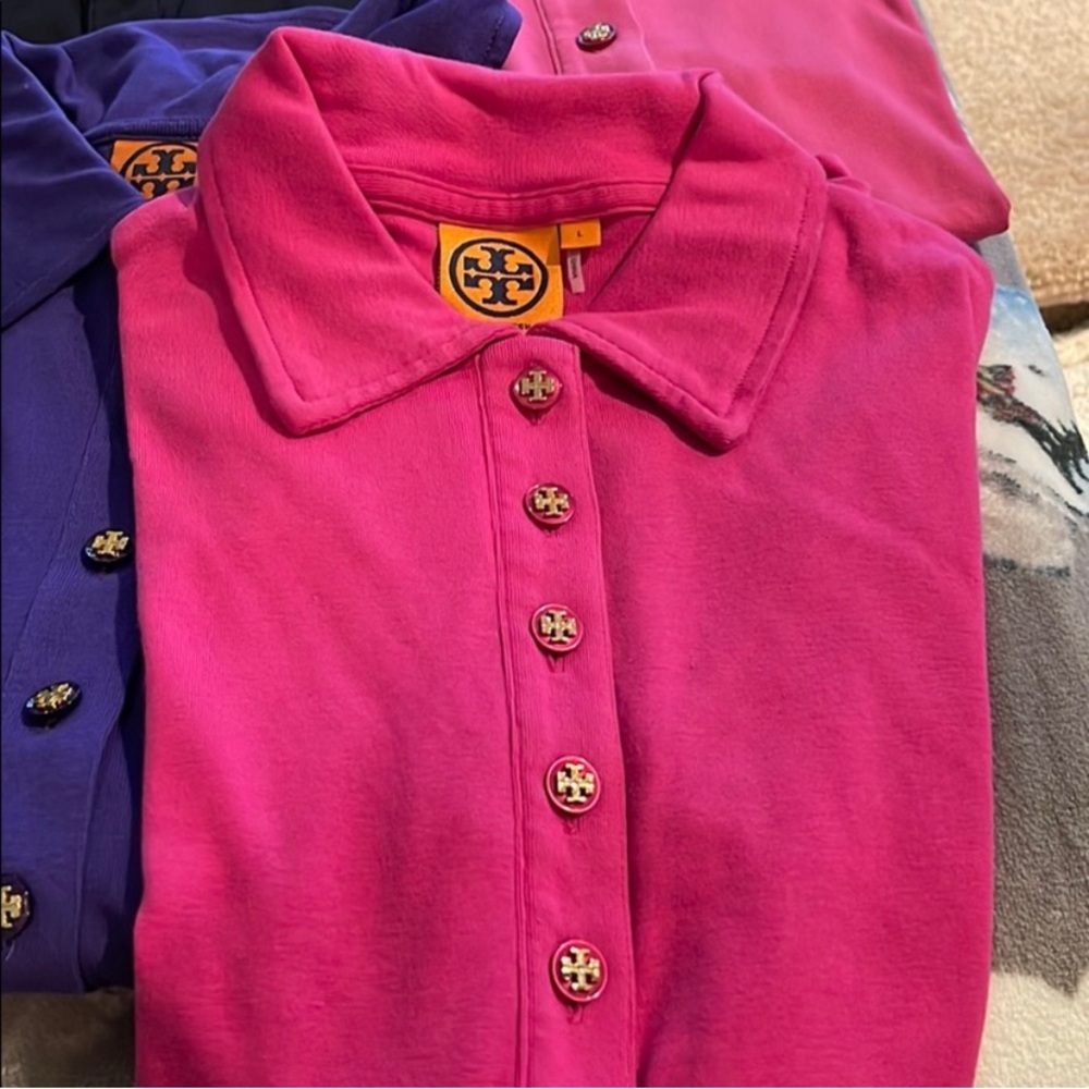 2 Tory Burch Women’s Button Down Polo Shirts
